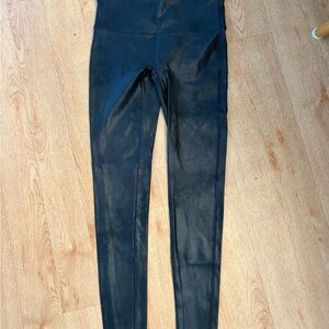 SPANX Black Women's Faux Leather Ankle Leggings